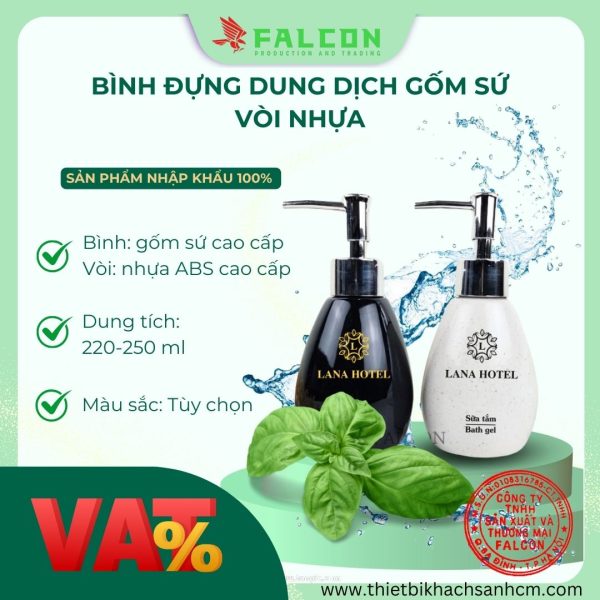 Bình đựng dung dịch gốm sứ vòi nhựa