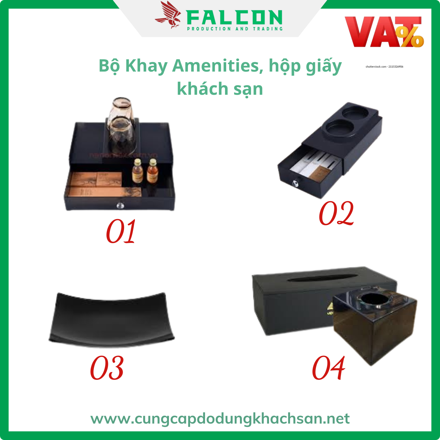 Falcon cung cấp đa dạng các loại khay amenities khách sạn cao cấp
