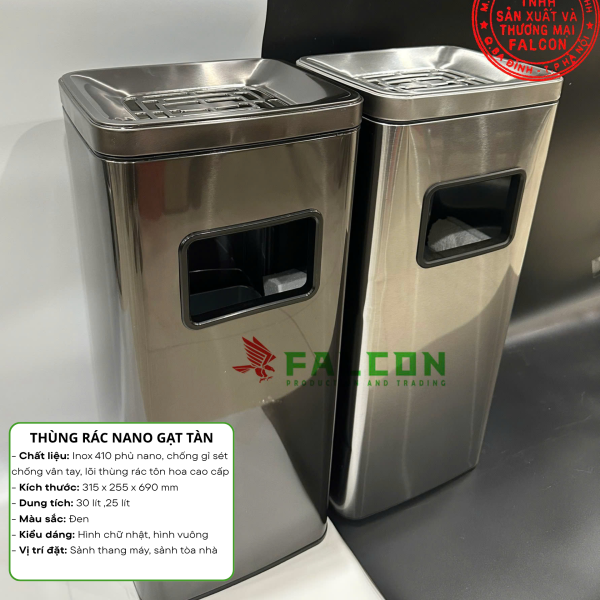 Thùng rác gạt tàn nano hình chữ nhật