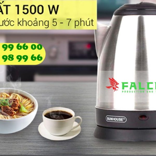 Ấm siêu tốc với công suất 1500W tiết kiệm điện năng