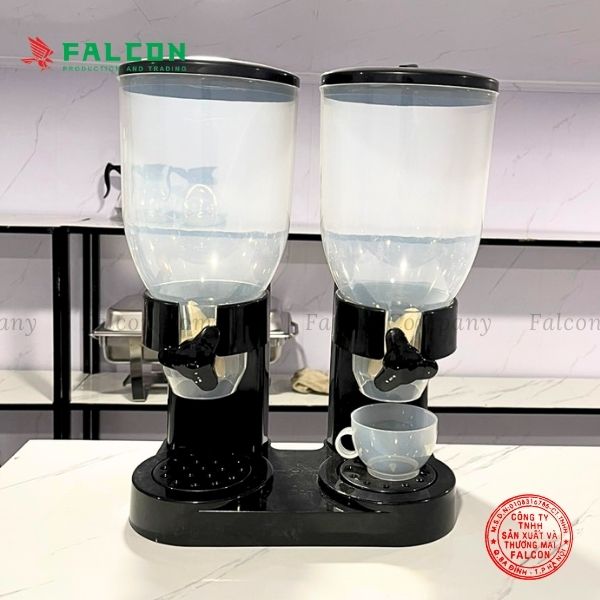 Bình đựng ngũ cốc 2 ngăn cho quầy buffet nhà hàng - khách sạn