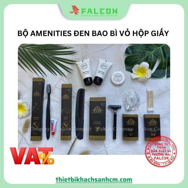 Bộ amenities đen bao bì vỏ hộp giấy