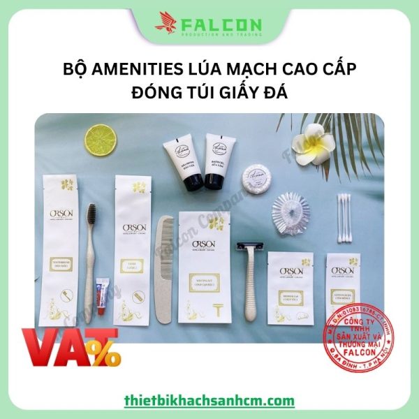 Bộ amenities lúa mạch cao cấp đóng túi giấy đá