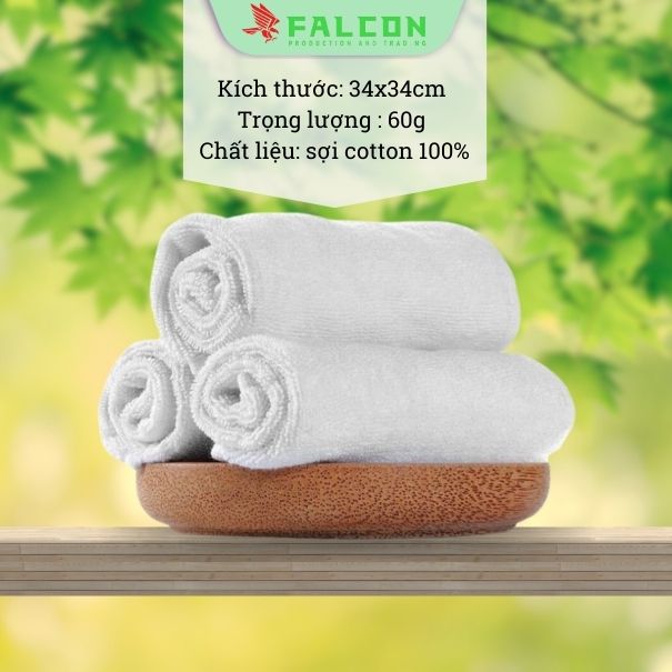 Khăn lau tay khách sạn vải cotton trắng 34x34