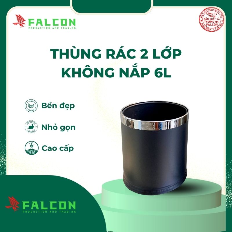 Thùng rác khách sạn cao cấp hai lớp không nắp