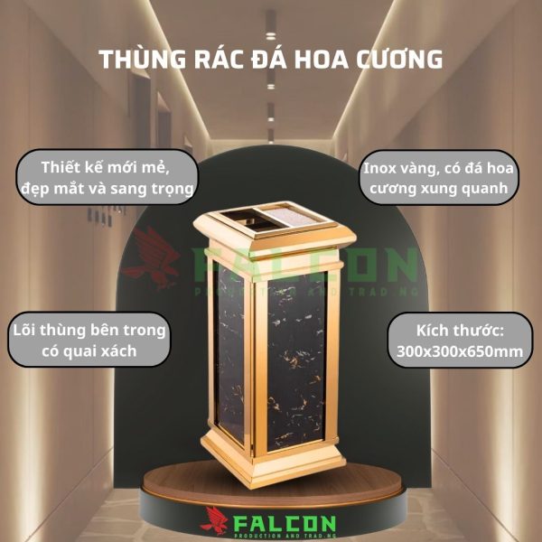 Thùng rác đá hoa cương cao cấp