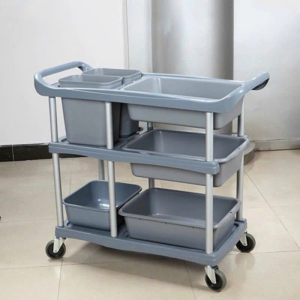 Xe đẩy dọn dẹp thùng nhựa khung nhôm chịu lực