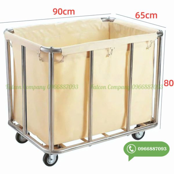 Xe để đồ dơ khách sạn hình chữ nhật - xe dọn buồng phòng khách sạn